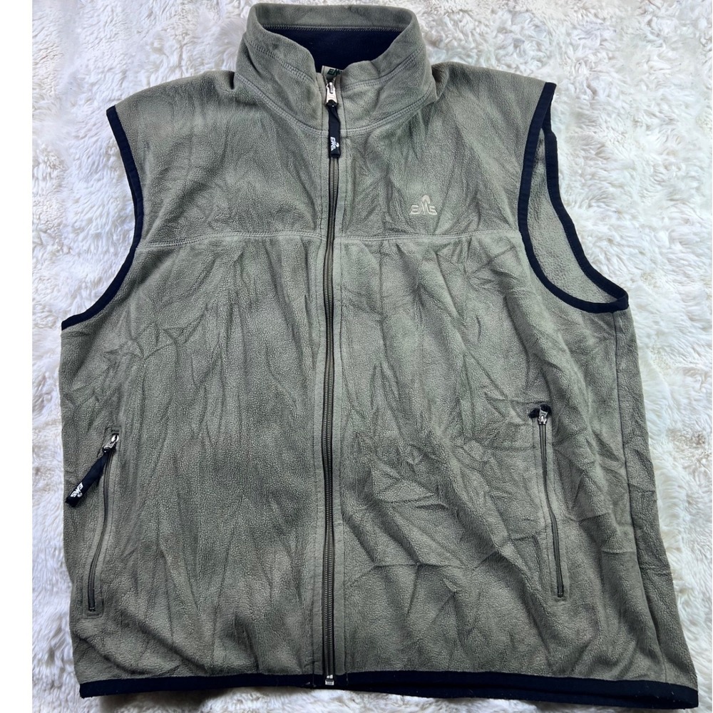 EMS Eastern Mountain Sports Mens Large Sage Green Full ZipFleece Vest Hiking A31